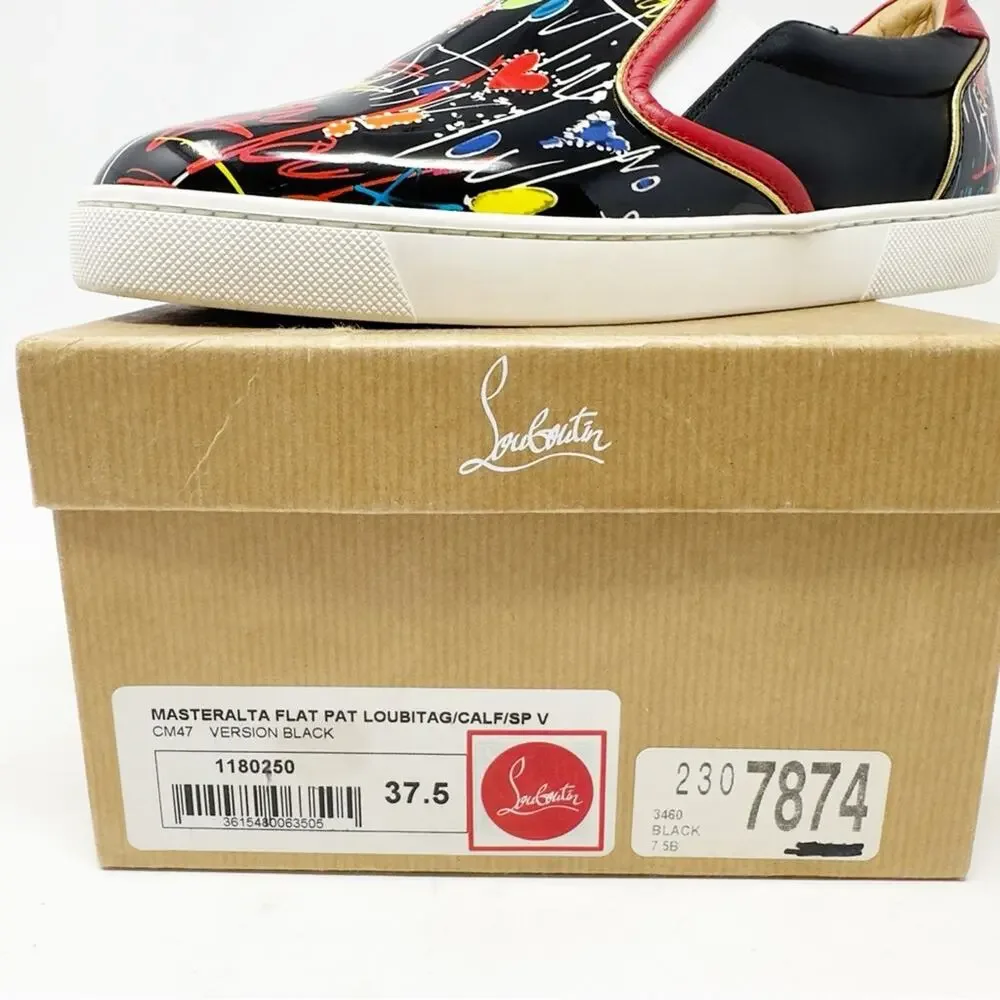 Christian Louboutin Masteralta Loubitag Patent Slip On Sneakers Womens Size 37.5